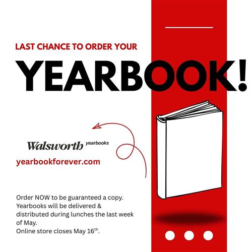  LAST CHANCE TO ORDER YEARBOOK